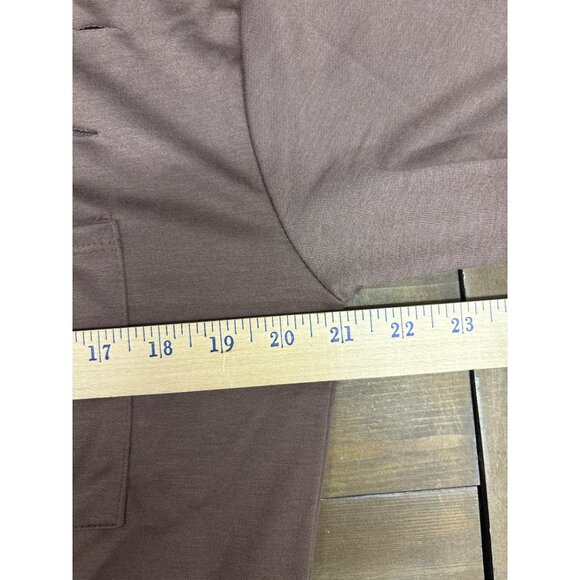 BiBi Long Sleeve Distressed Brown Top With Pocket - Picture 6 of 6